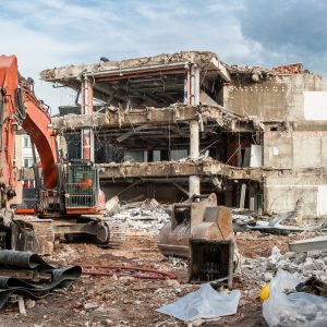Abriss eines Geschäftsgebäudes Abriss des ehemaligen C&A-Bekleidungshauses in Heilbronn in Baden-Württemberg in Deutschland.